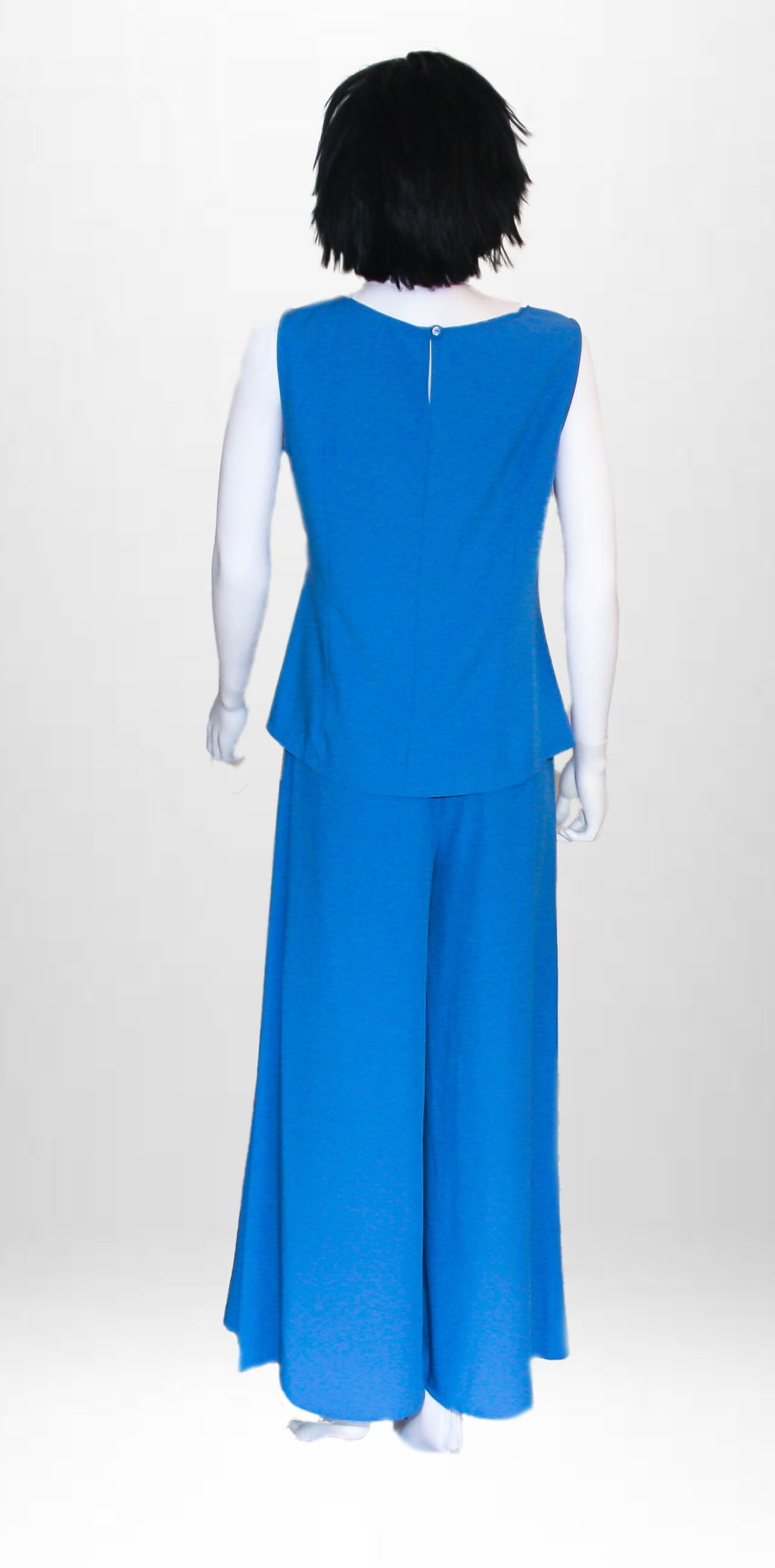 Abito 2 pezzi casacca + pantalone blu tinta unita