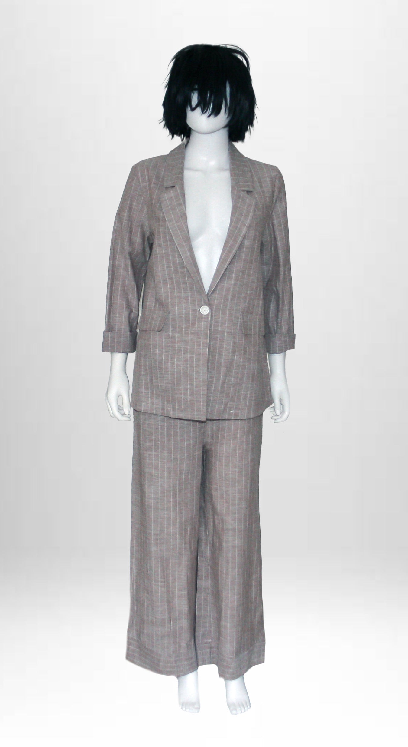 Abito 2 pezzi giacca + pantalone grigio rigato