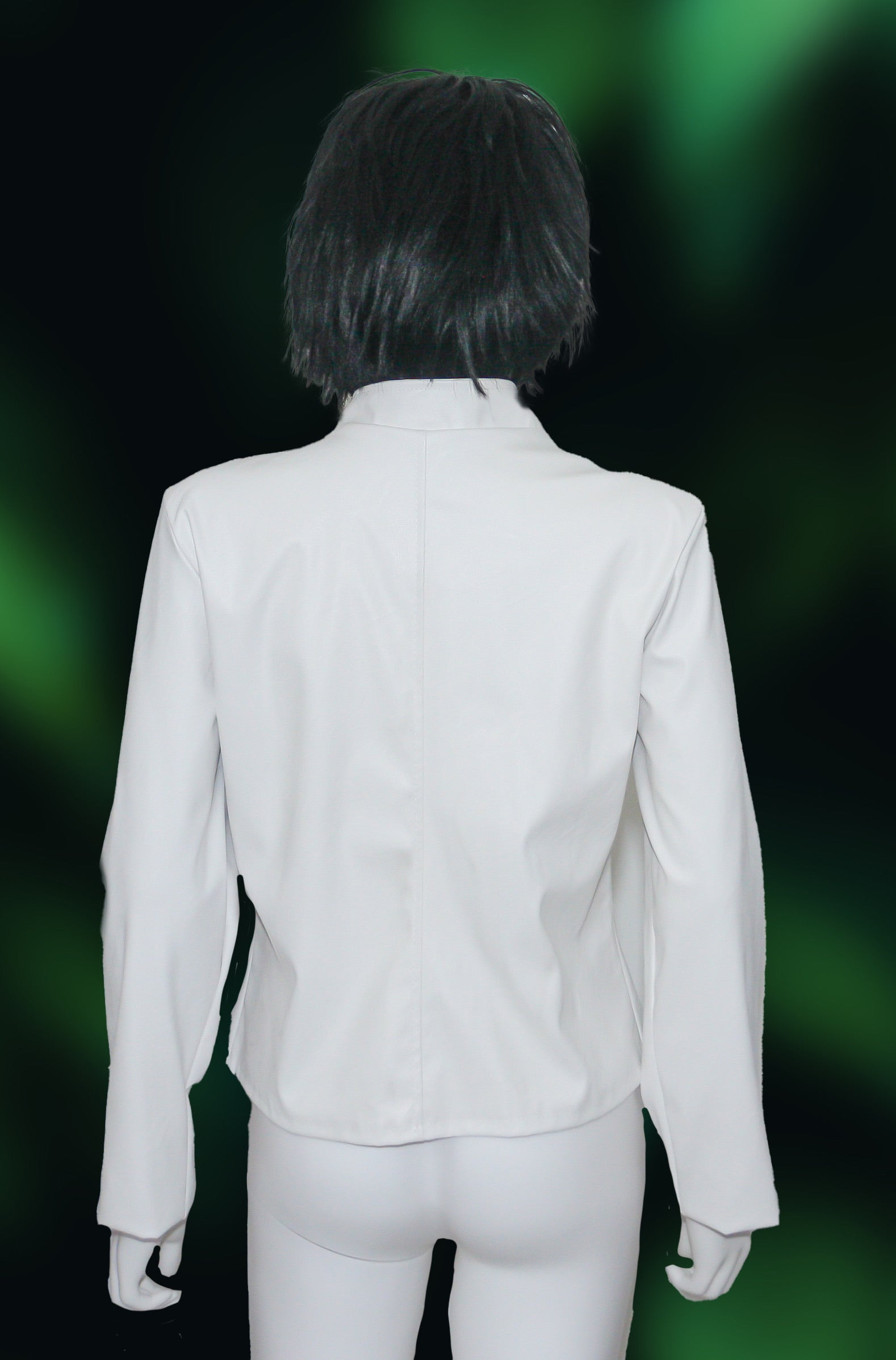 Giacca corta con Zip bianca in similpelle