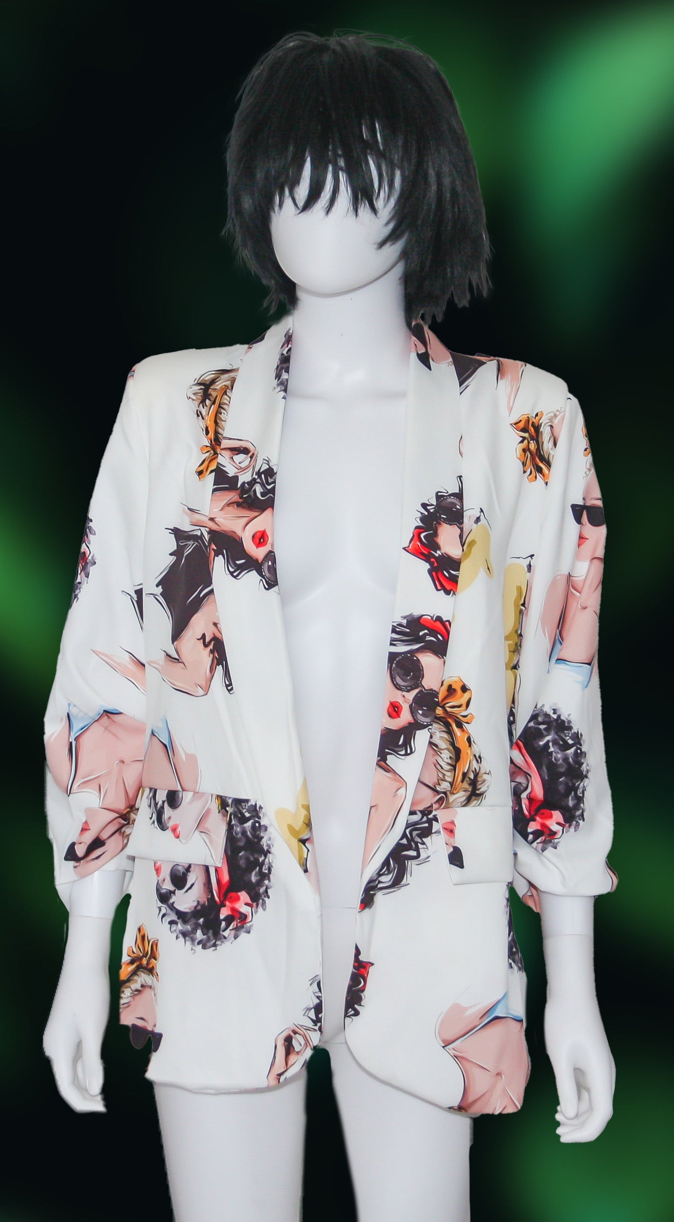 Giacca lunga con tasche e fantasia donne