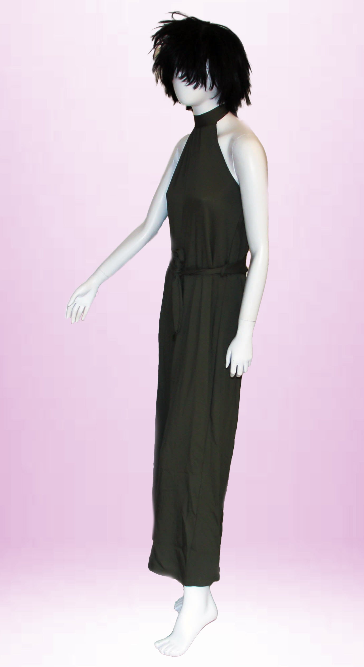 Abito a tuta nero con fiocco al collo