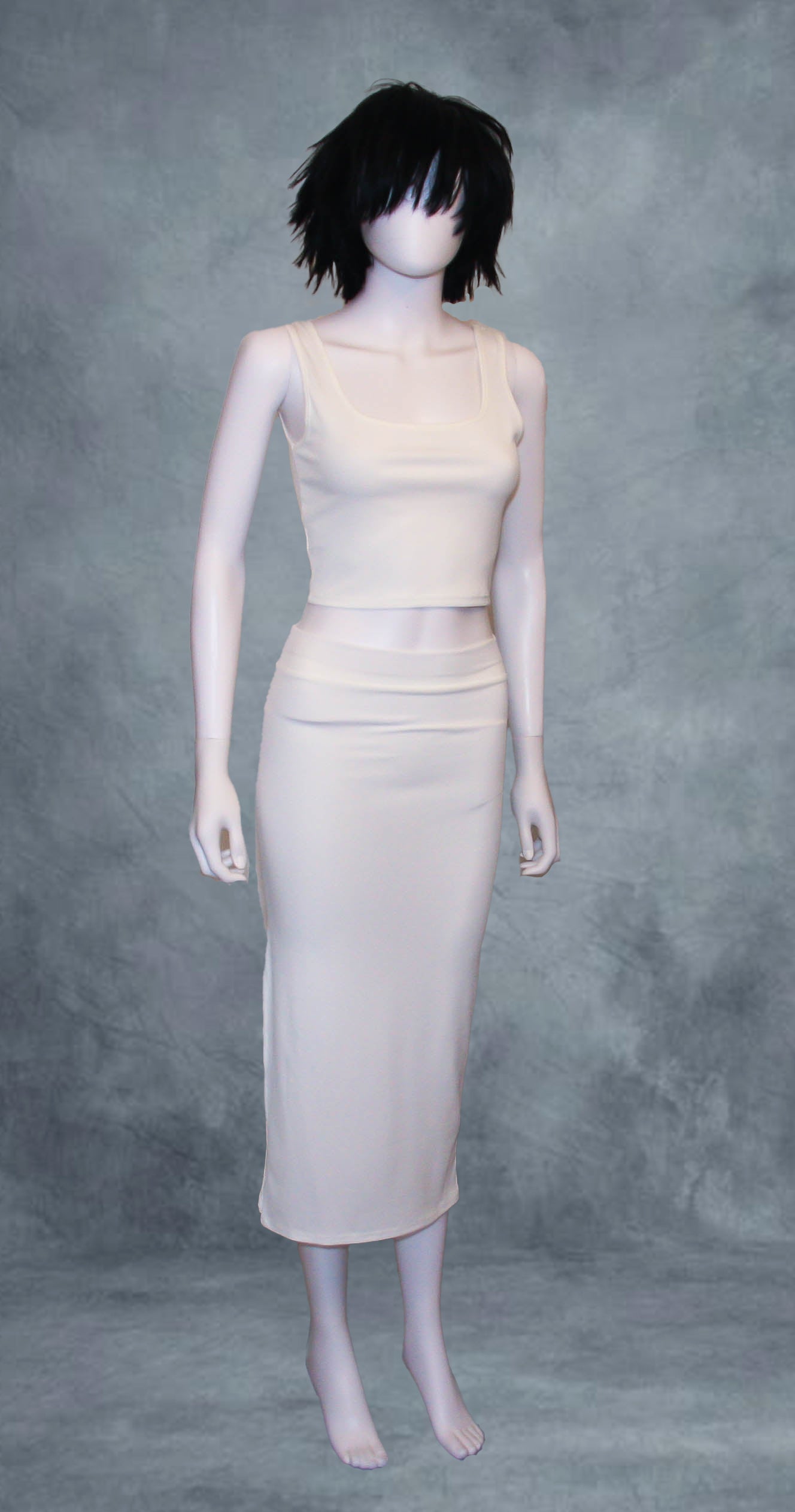 Abito 2 pezzi Top + gonna lunga bianco