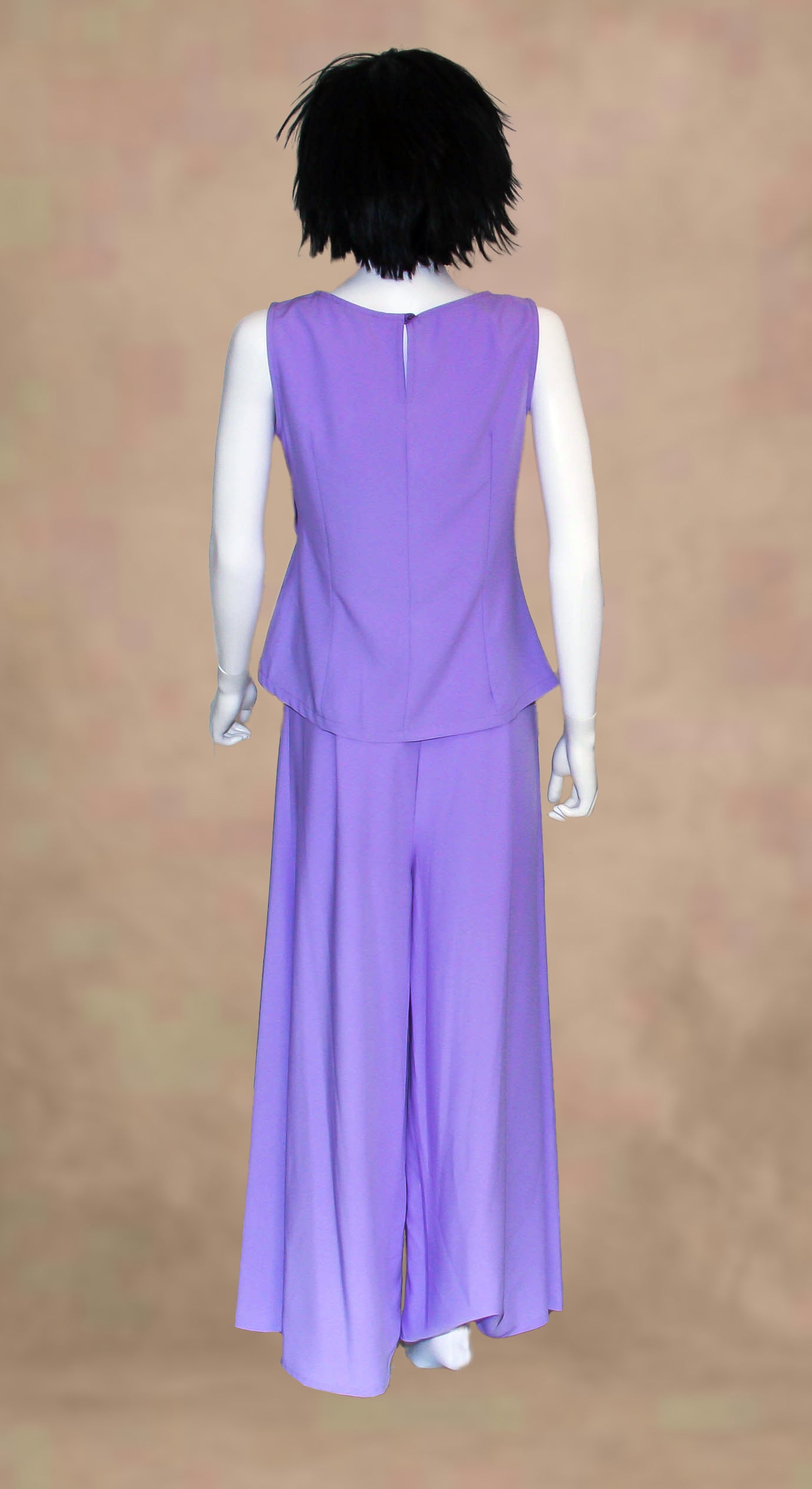 Abito 2 pezzi casacca + pantalone viola tinta unita