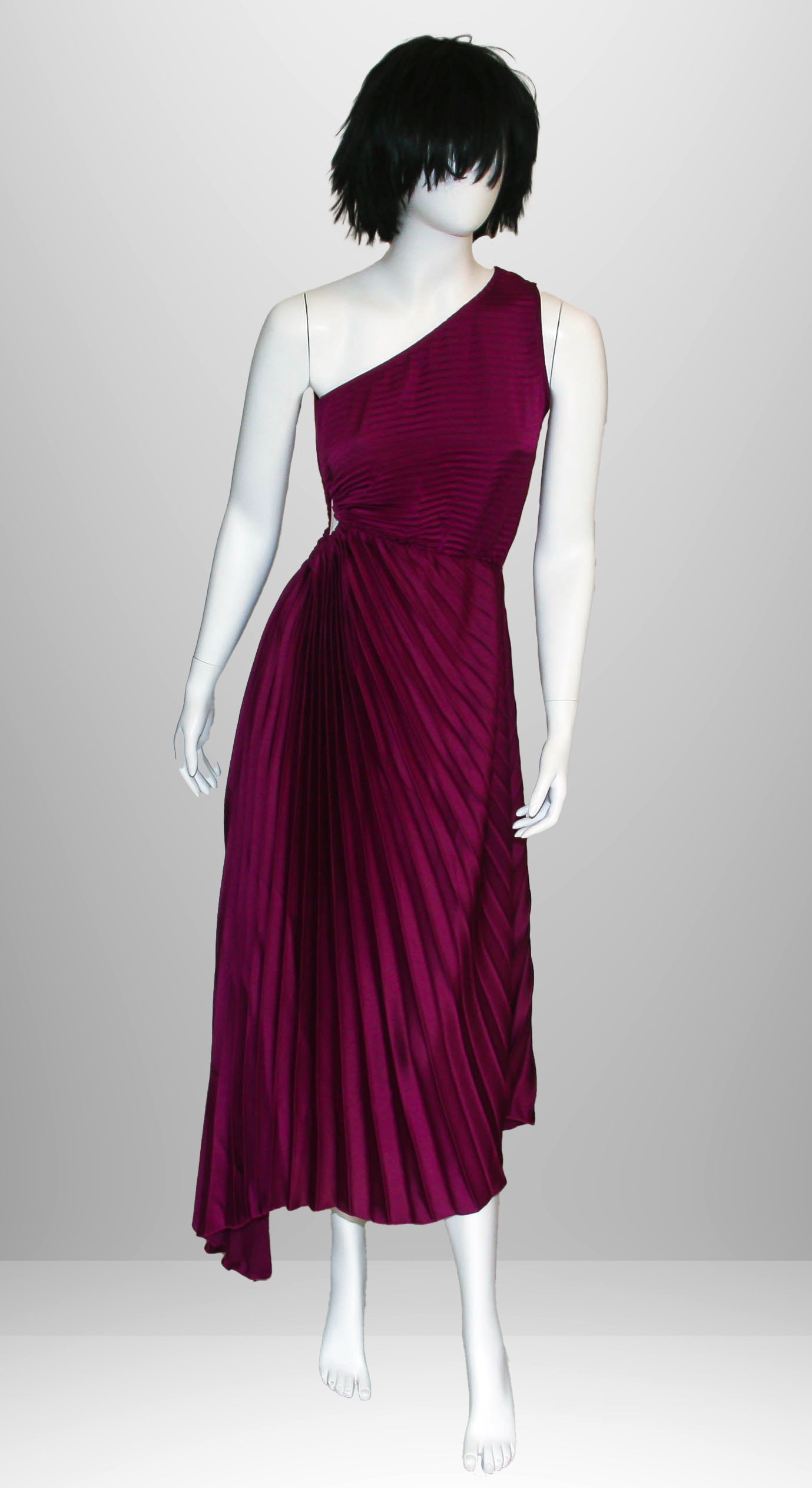 Abito lungo elegante plissettato viola scuro